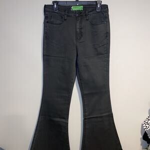 Free People x Sandrine Rose Charbon Gray Faded Blk Super Flare 70’ Jean Sz 29